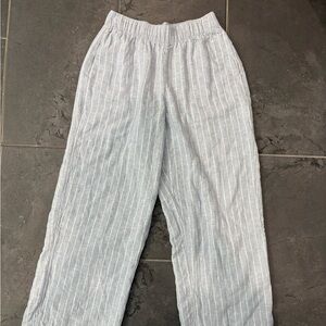 Abercrombie & Fitch light blue and white linen blend pull on pant